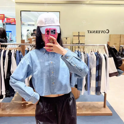韓國 Marithe Francois Girbaud W Crop Denim Shirt【MD177】 Light Blue / S 一般商品