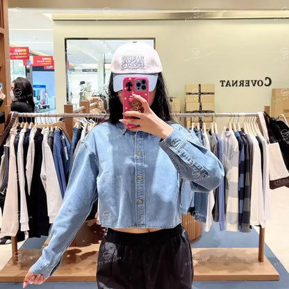 韓國 Marithe Francois Girbaud W Crop Denim Shirt【MD177】 一般商品