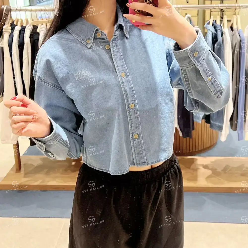 韓國 Marithe Francois Girbaud W Crop Denim Shirt【MD177】 一般商品