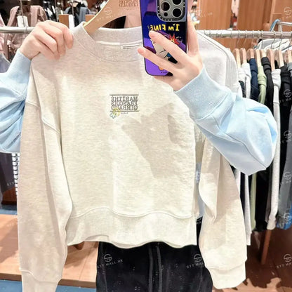 韓國 Marithe Francois Girbaud W Flower Classic Logo Crop Sweatshirt【MD188】 Oatmeal / S 一般商品