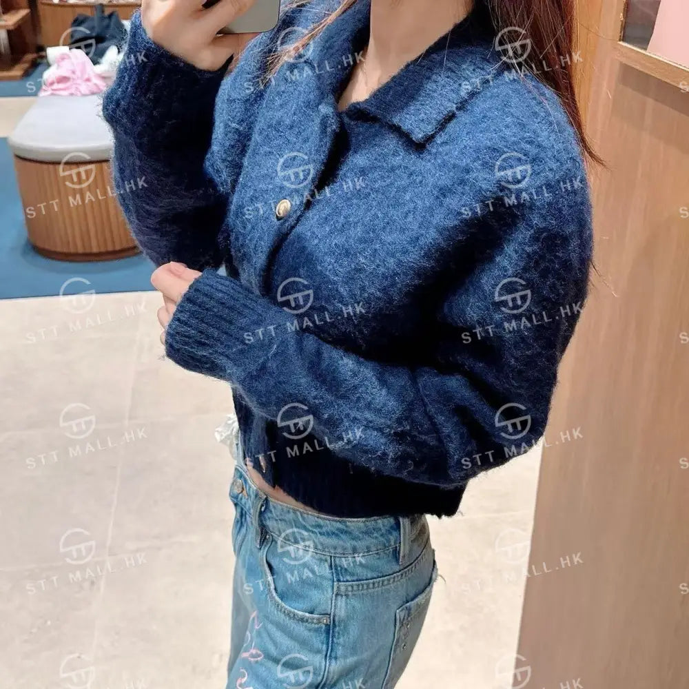 韓國 Marithe Francois Girbaud W Hairy Collar Cardigan【MD042】 一般商品