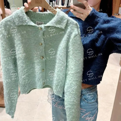 韓國 Marithe Francois Girbaud W Hairy Collar Cardigan【MD042】 一般商品