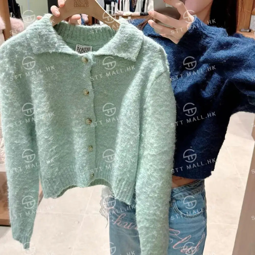 韓國 Marithe Francois Girbaud W Hairy Collar Cardigan【MD042】 一般商品