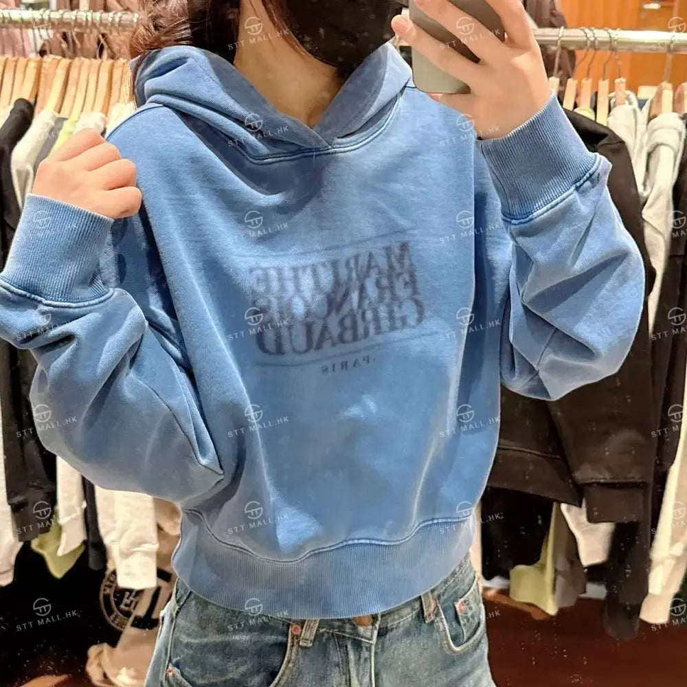 韓國 Marithe Francois Girbaud W Shadow Classic Logo Dyeing Crop Hoodie【MD148】 一般商品
