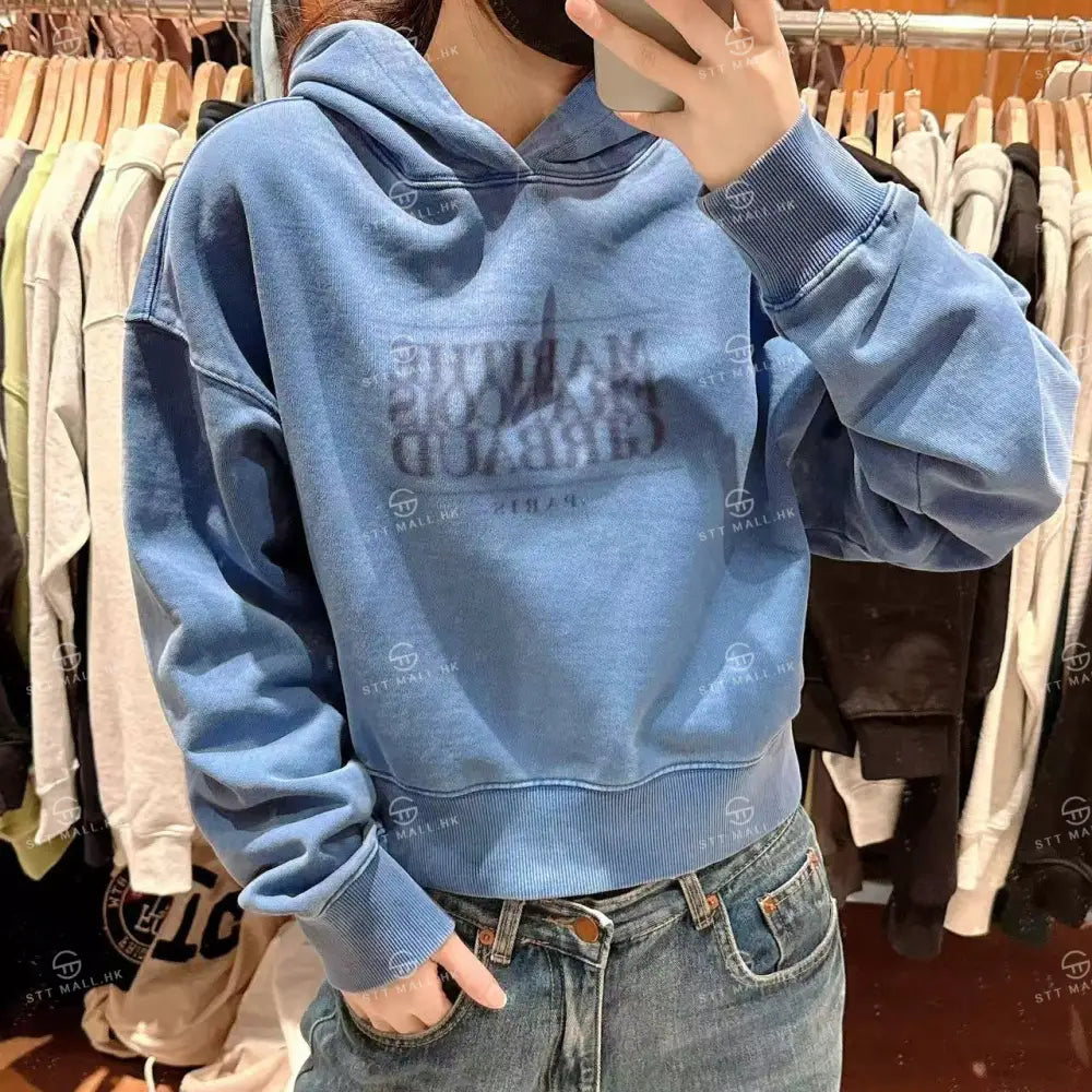 韓國 Marithe Francois Girbaud W Shadow Classic Logo Dyeing Crop Hoodie【MD148】 一般商品