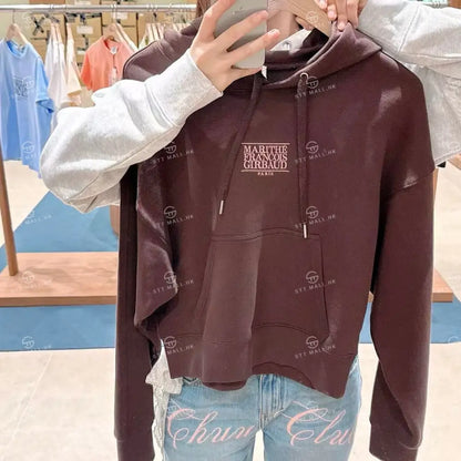 韓國 Marithe Francois Girbaud W Small Classic Logo Crop Hoodie【MD053】 一般商品