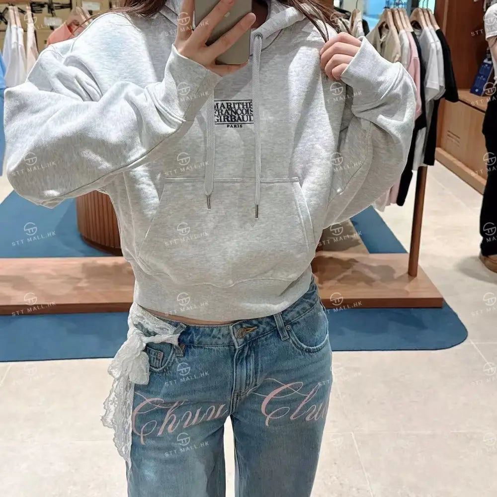 韓國 Marithe Francois Girbaud W Small Classic Logo Crop Hoodie【MD053】 一般商品