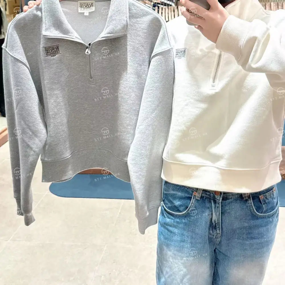 韓國 Marithe Francois Girbaud W Small Classic Logo Half Zipup Crop Sweatshirt【MD135】 一般商品