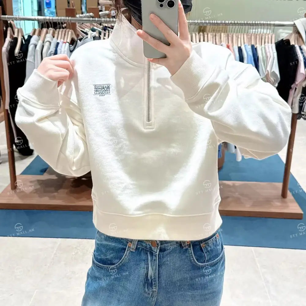 韓國 Marithe Francois Girbaud W Small Classic Logo Half Zipup Crop Sweatshirt【MD135】 一般商品