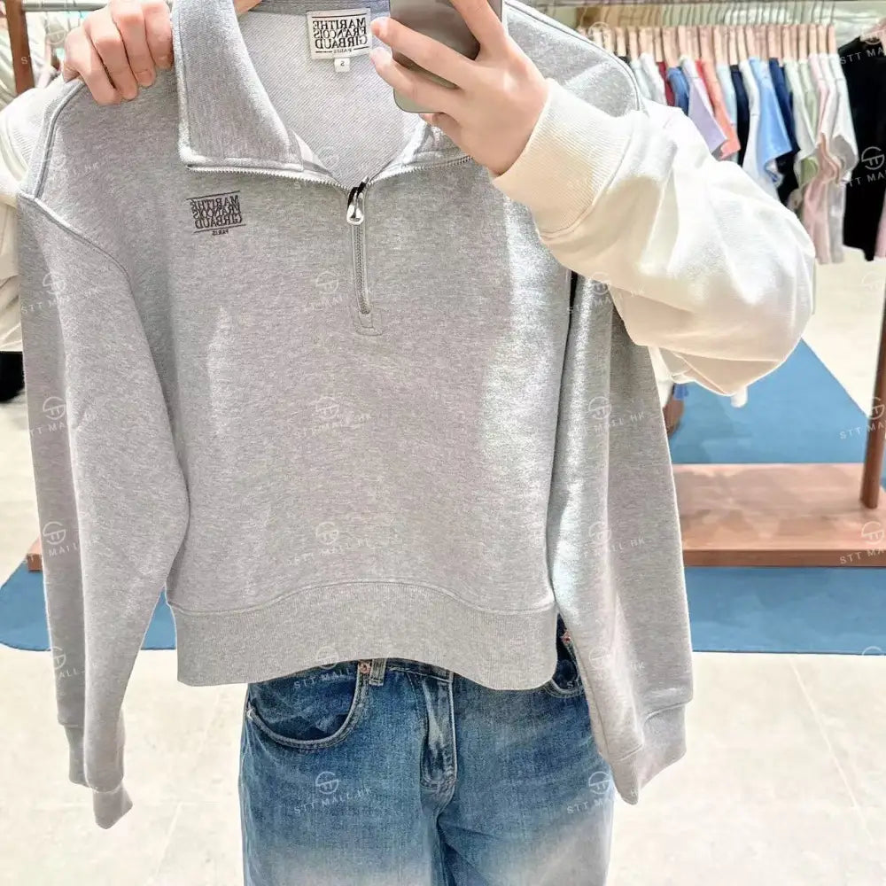 韓國 Marithe Francois Girbaud W Small Classic Logo Half Zipup Crop Sweatshirt【MD135】 一般商品