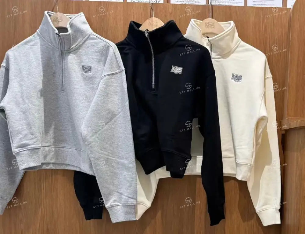 韓國 Marithe Francois Girbaud W Small Classic Logo Half Zipup Crop Sweatshirt【MD135】 一般商品