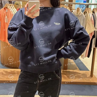 韓國 Marithe Francois Girbaud Women’s Boat Neck Oversized Sweatshirt【MD083】 Navy / S 一般商品