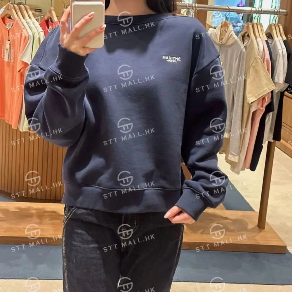 韓國 Marithe Francois Girbaud Women’s Boat Neck Oversized Sweatshirt【MD083】 一般商品