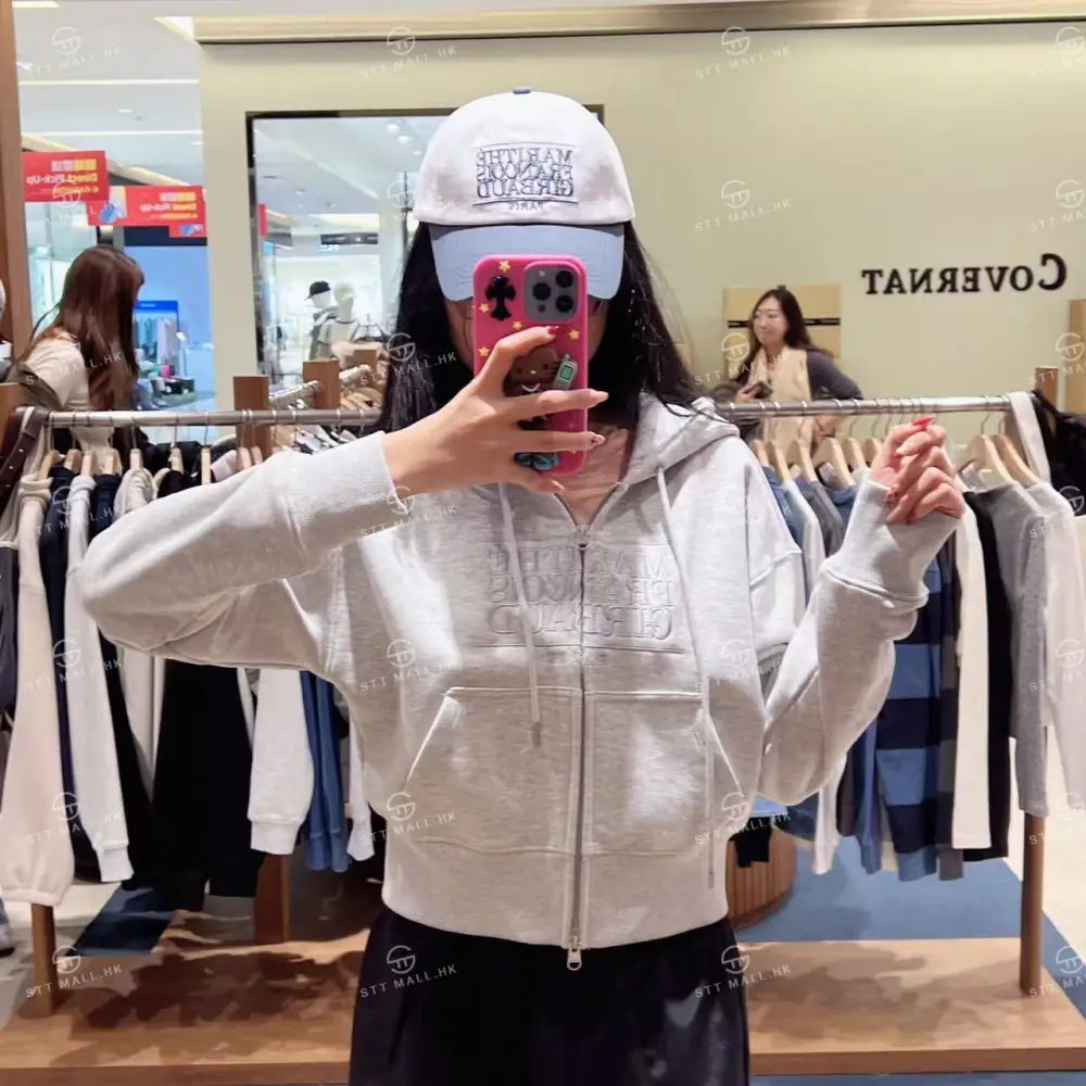 韓國 Marithe Francois Girbaud Women’s Classic Logo Crop Hoodie Zipup【MD117】 一般商品