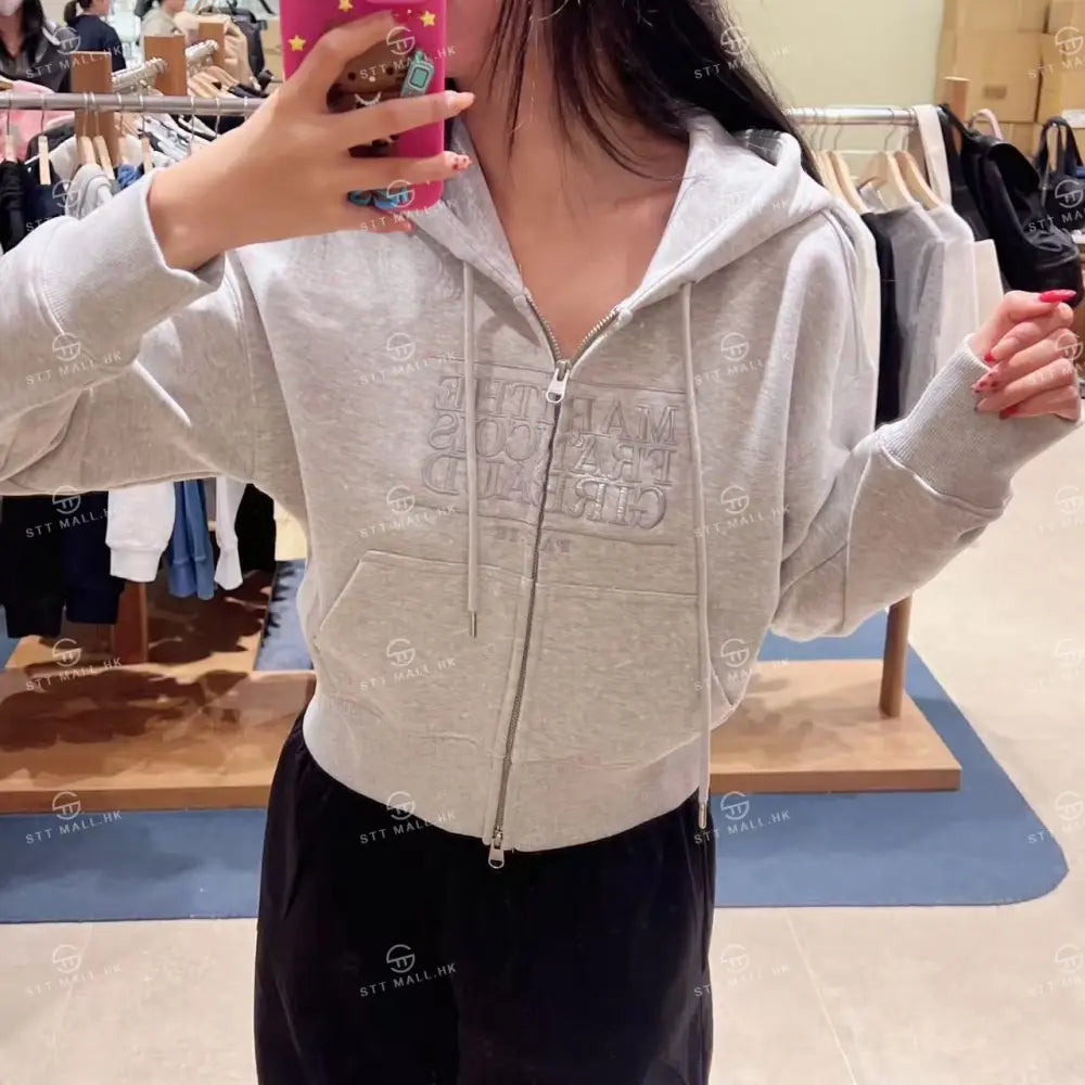 韓國 Marithe Francois Girbaud Women’s Classic Logo Crop Hoodie Zipup【MD117】 一般商品