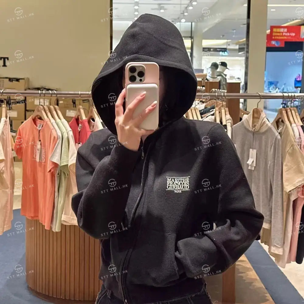 韓國 Marithe Francois Girbaud Women’s Classic Logo Crop Knit Hoodie Zipup【MD084】 一般商品