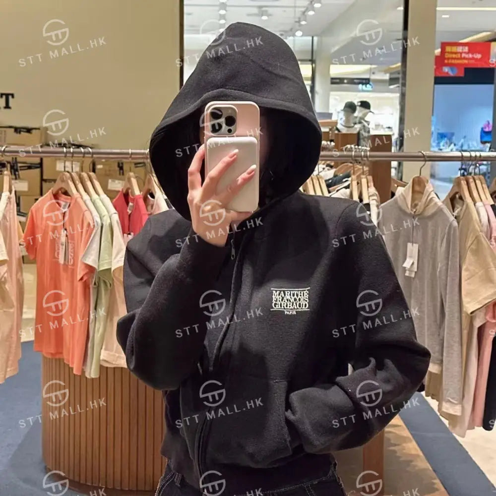 韓國 Marithe Francois Girbaud Women’s Classic Logo Crop Knit Hoodie Zipup【MD084】 一般商品