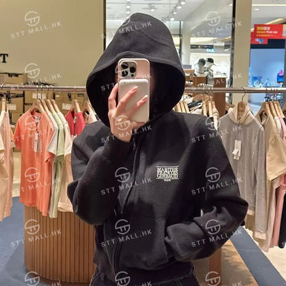 韓國 Marithe Francois Girbaud Women’s Classic Logo Crop Knit Hoodie Zipup【MD084】 一般商品