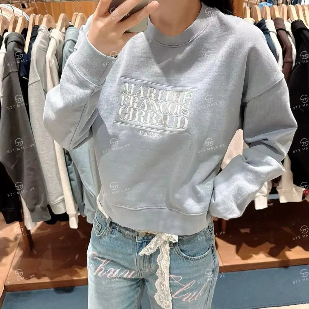 韓國 Marithe Francois Girbaud Women’s Classic Logo Crop Sweatshirt【MD069】 一般商品