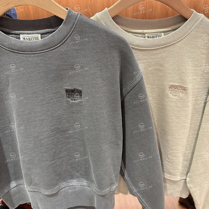 韓國 Marithe Francois Girbaud Women’s Classic Logo Garment Dyed Crop Swetshirt【MD122】 一般商品