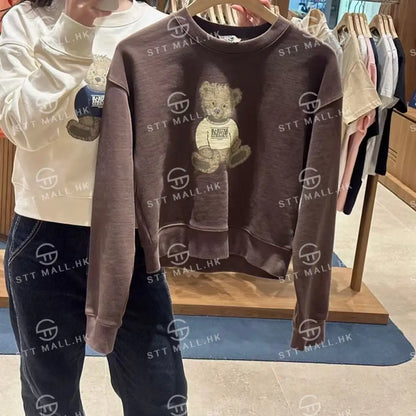 韓國 Marithe Francois Girbaud Women’s Doodle Bear Crop Sweatshirt【MD082】 一般商品