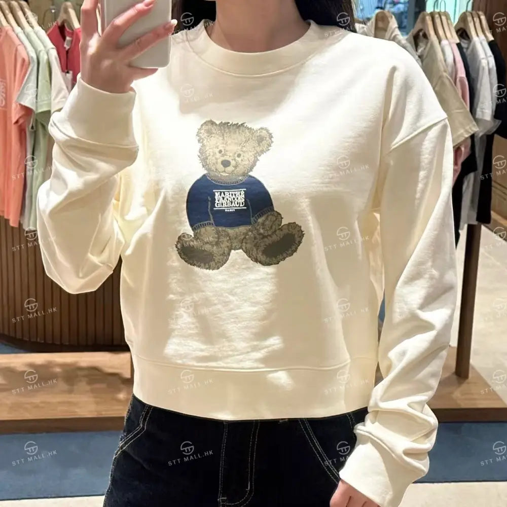韓國 Marithe Francois Girbaud Women’s Doodle Bear Crop Sweatshirt【MD082】 一般商品