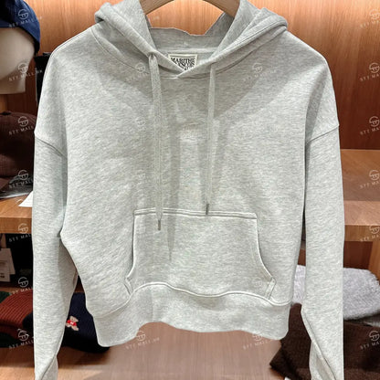 韓國 Marithe Francois Girbaud Women’s Drawing Classic Logo Crop Swetshirt【MD124】 Light Heather Gray / S 一般商品