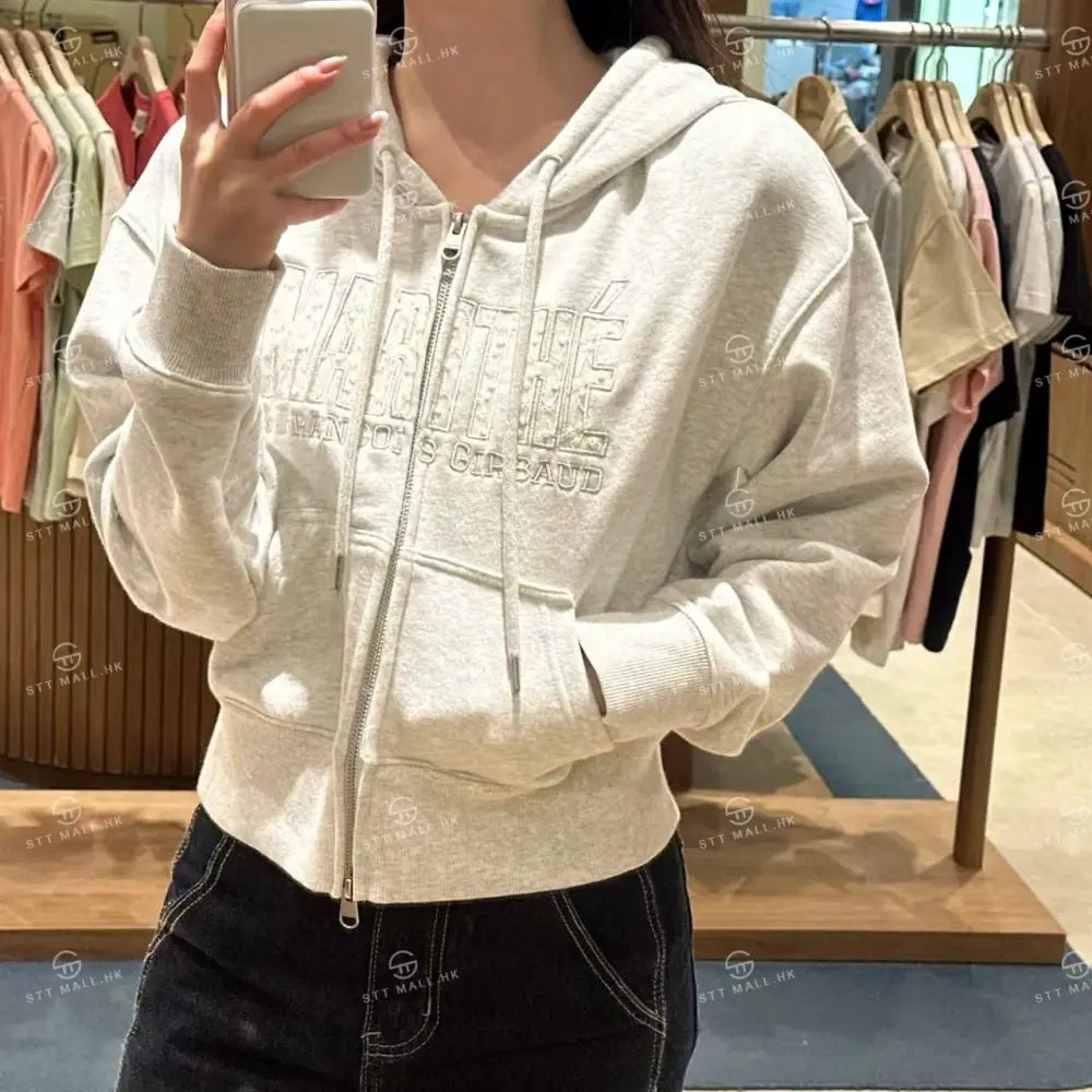 韓國 Marithe Francois Girbaud Women’s Lace Applique Crop Hoodie Zipup【MD085】 一般商品