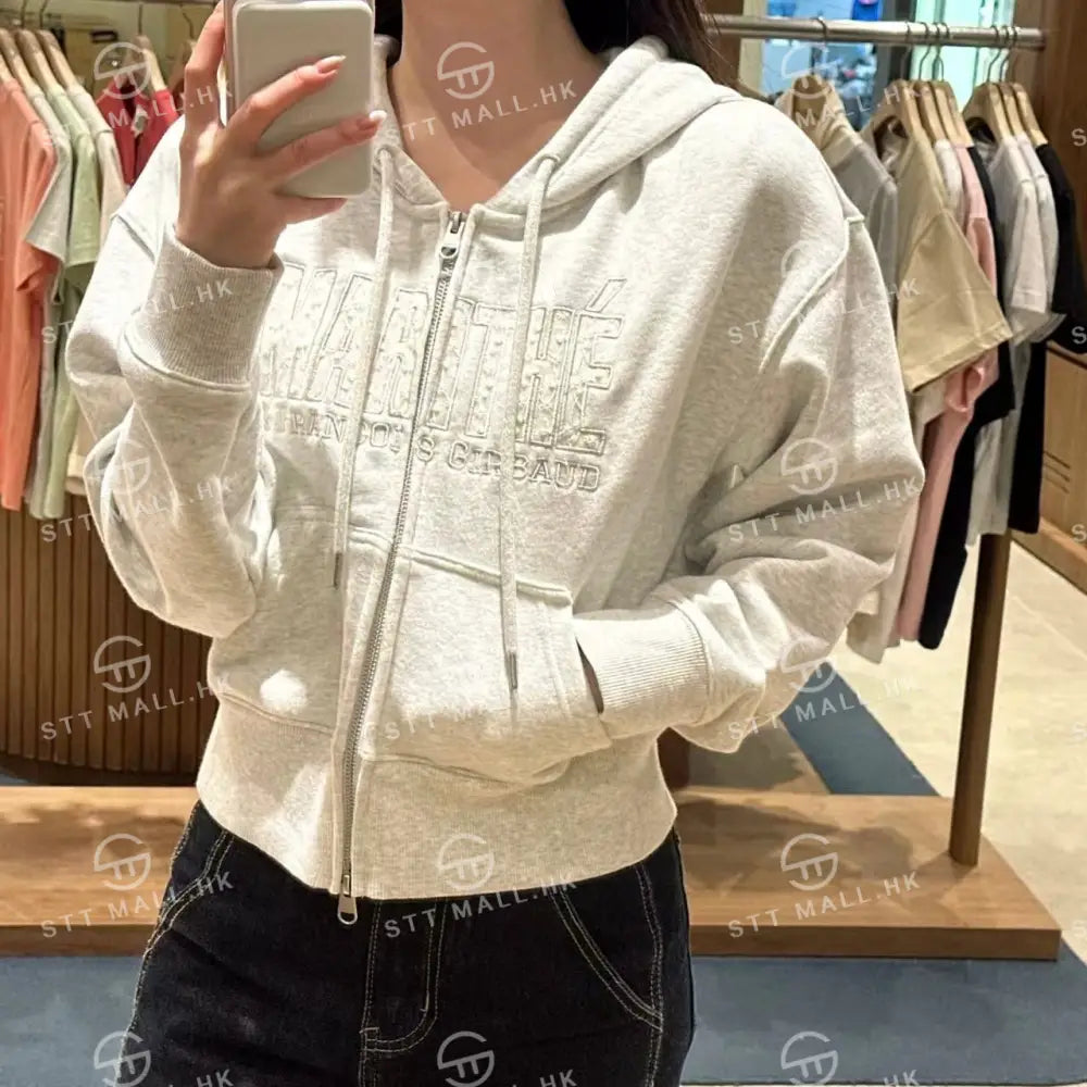 韓國 Marithe Francois Girbaud Women’s Lace Applique Crop Hoodie Zipup【MD085】 一般商品