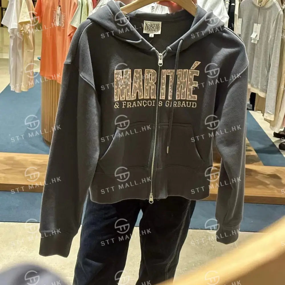 韓國 Marithe Francois Girbaud Women’s Lace Applique Crop Hoodie Zipup【MD085】 一般商品