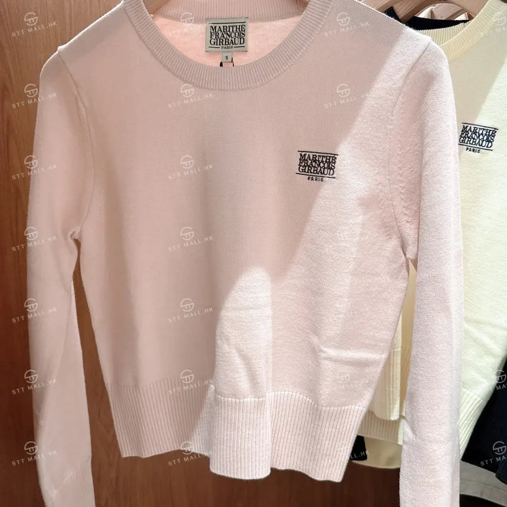 韓國 Marithe Francois Girbaud Women’s Small Classic Logo Crop Knit Pullover【MD118】 Pink / S 一般商品