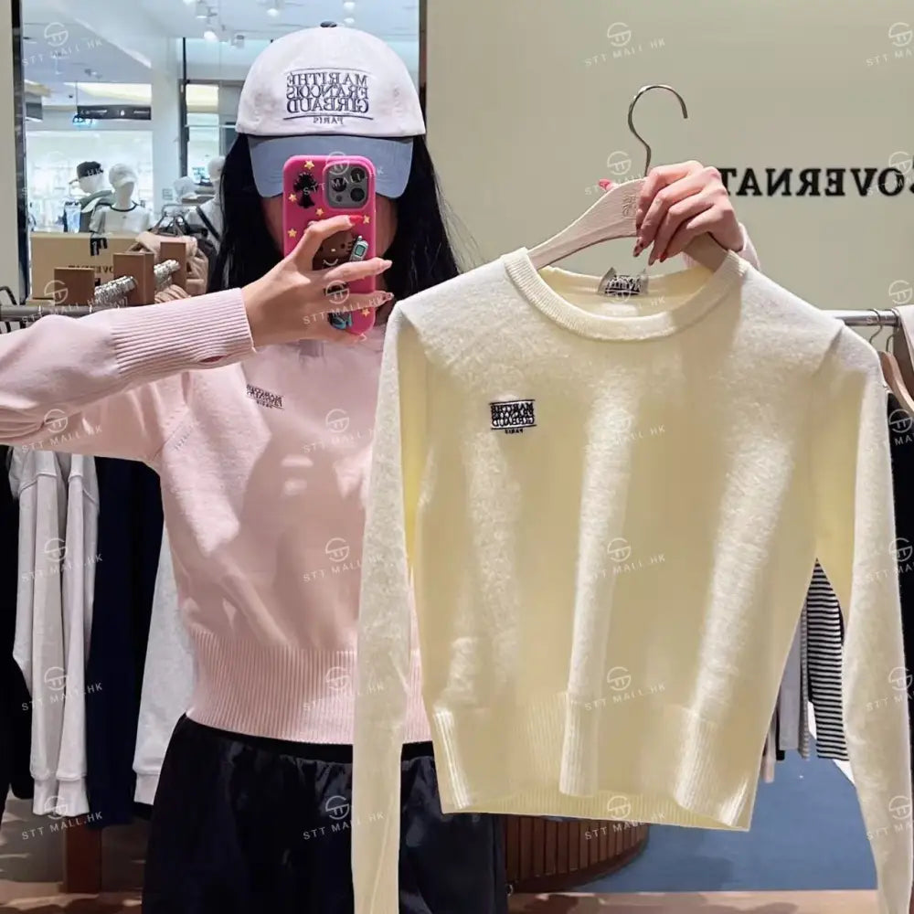 韓國 Marithe Francois Girbaud Women’s Small Classic Logo Crop Knit Pullover【MD118】 一般商品