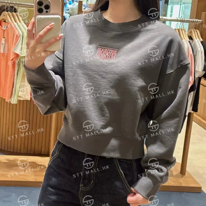 韓國 Marithe Francois Girbaud Women’s Small Classic Logo Crop Sweatshirt【MD081】 Charcoal / S 一般商品
