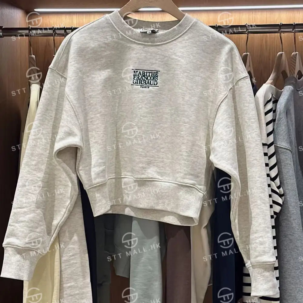 韓國 Marithe Francois Girbaud Women’s Small Classic Logo Crop Sweatshirt【MD081】 Oatmeal / S 一般商品