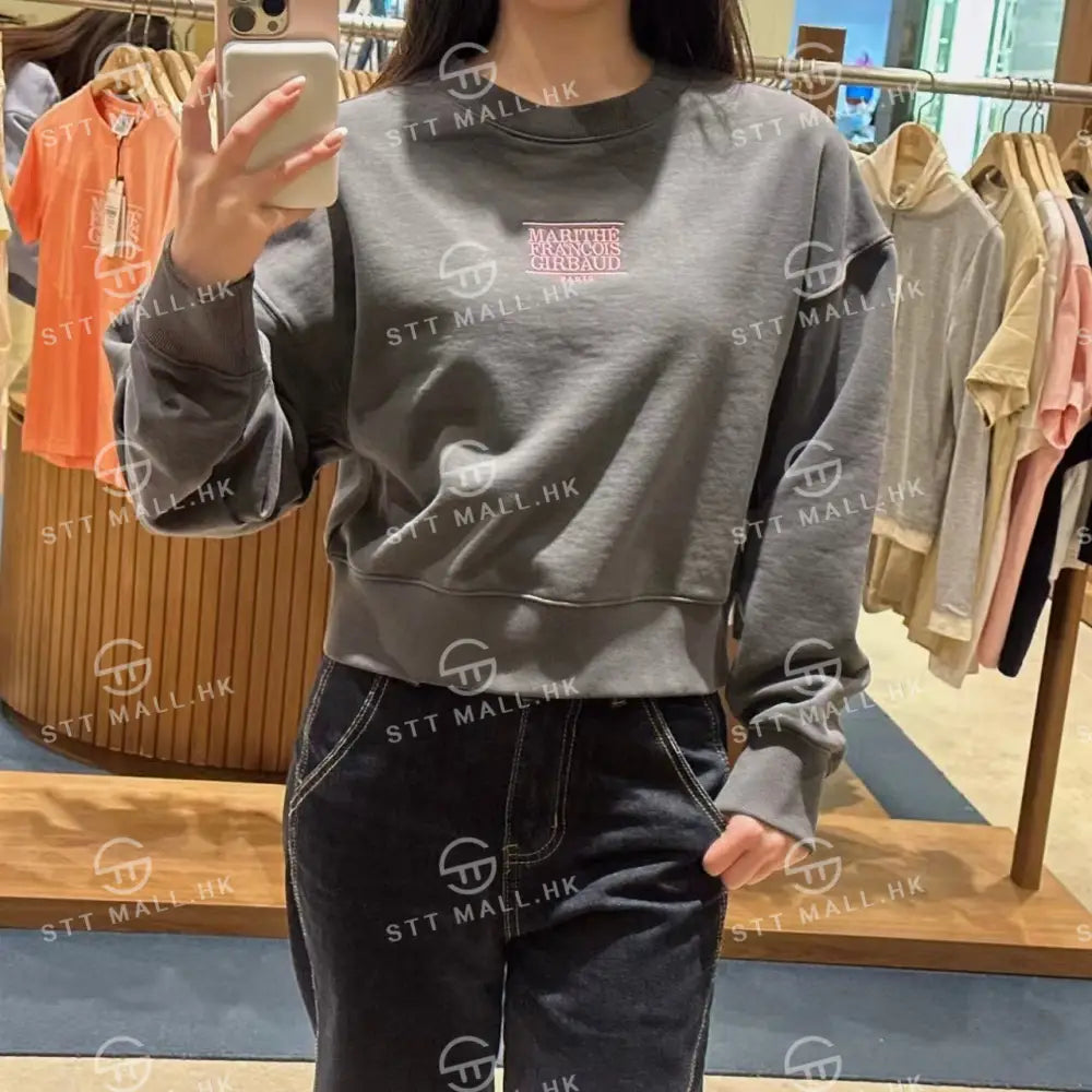 韓國 Marithe Francois Girbaud Women’s Small Classic Logo Crop Sweatshirt【MD081】 一般商品