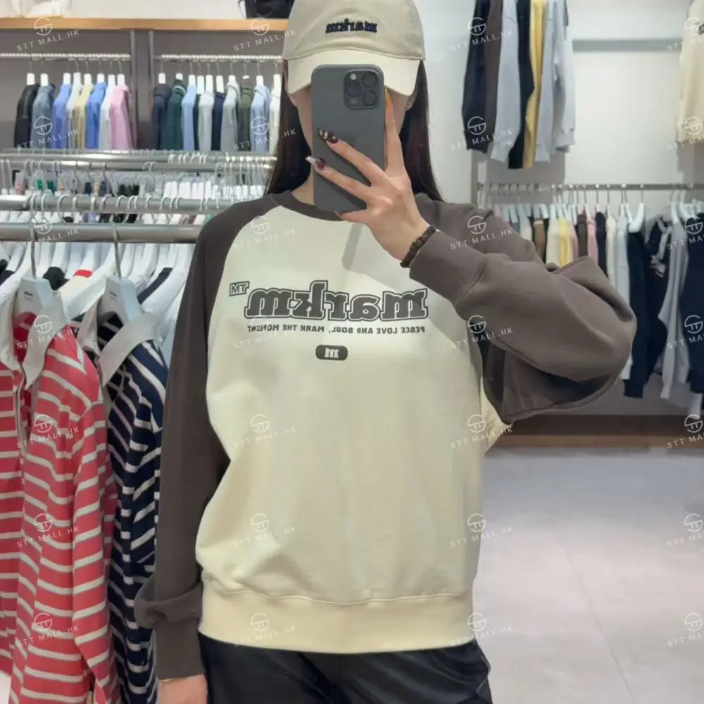 韓國 Markm BIG LOGO RAGLAN SWEATSHIRT【MA120】 Ivory / S 一般商品