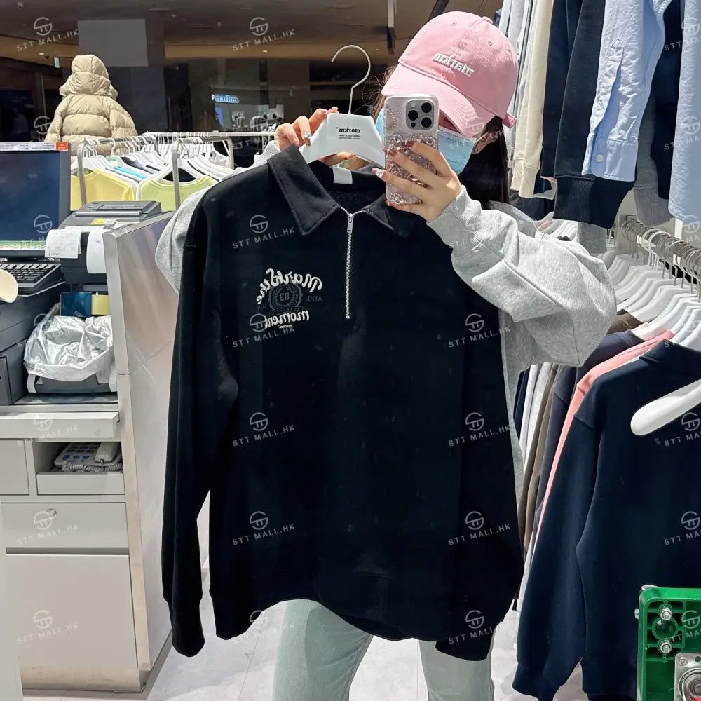 韓國 Markm COLLARED HALF ZIP UP【MA111】 Black / S 一般商品