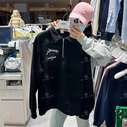 韓國 Markm COLLARED HALF ZIP UP【MA111】 Black / S 一般商品