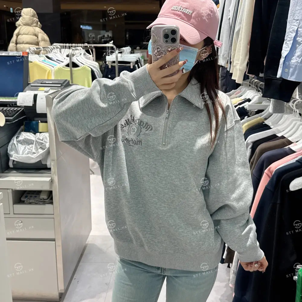 韓國 Markm COLLARED HALF ZIP UP【MA111】 Grey Melange / S 一般商品