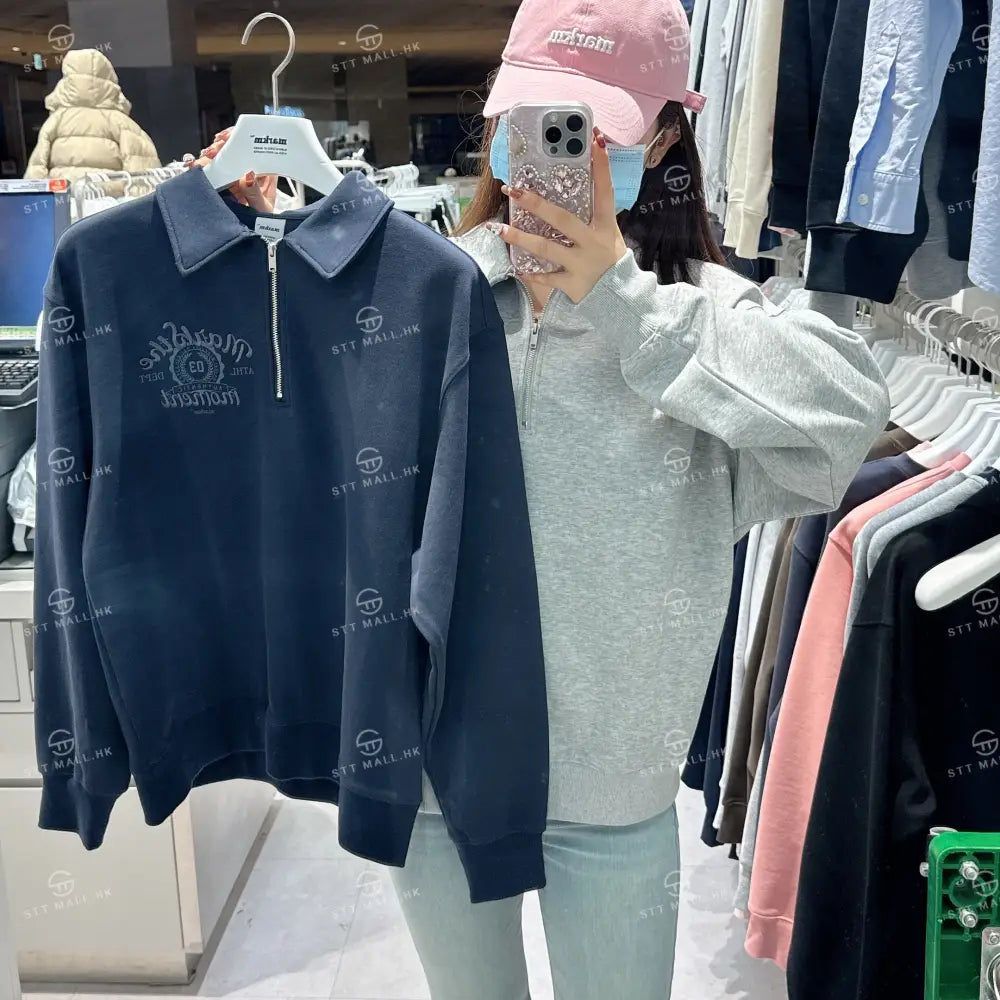 韓國 Markm COLLARED HALF ZIP UP【MA111】 Navy / S 一般商品