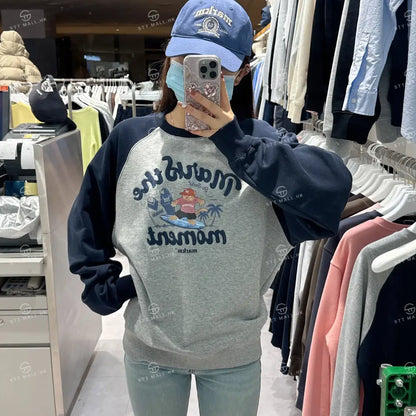 韓國 Markm COLOR BLOCK RAGLAN SWEATSHIRT【MA108】 Grey Melange / S 一般商品