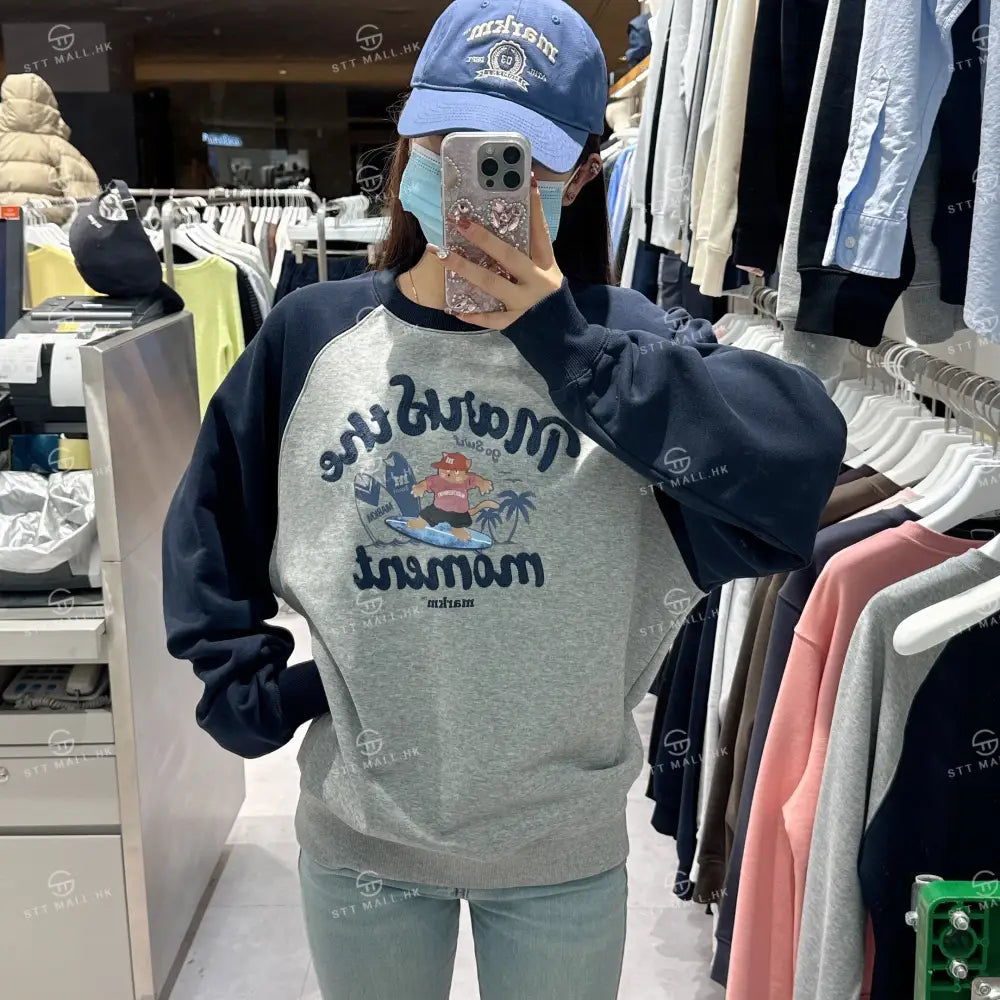 韓國 Markm COLOR BLOCK RAGLAN SWEATSHIRT【MA108】 Grey Melange / S 一般商品