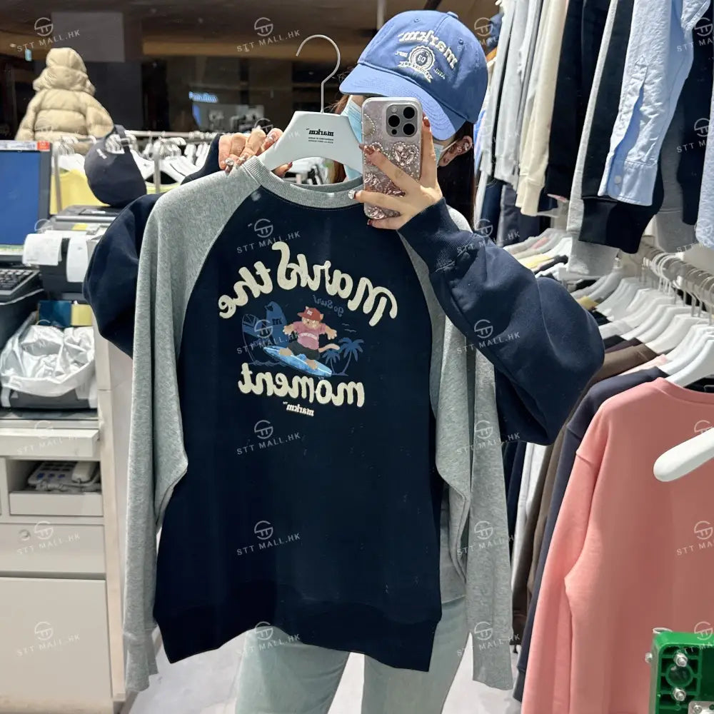 韓國 Markm COLOR BLOCK RAGLAN SWEATSHIRT【MA108】 Navy / S 一般商品