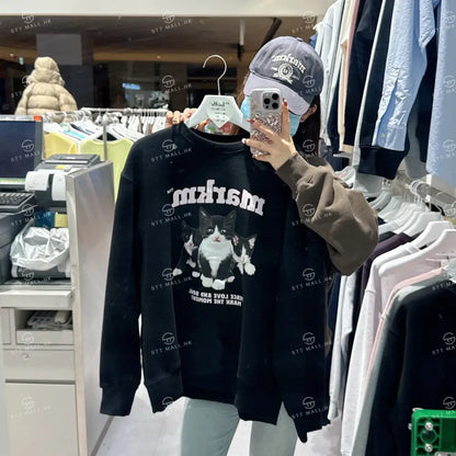 韓國 Markm MARKM KITTEN CREWNECK SWEATSHIRT【MA106】 Black / S 一般商品