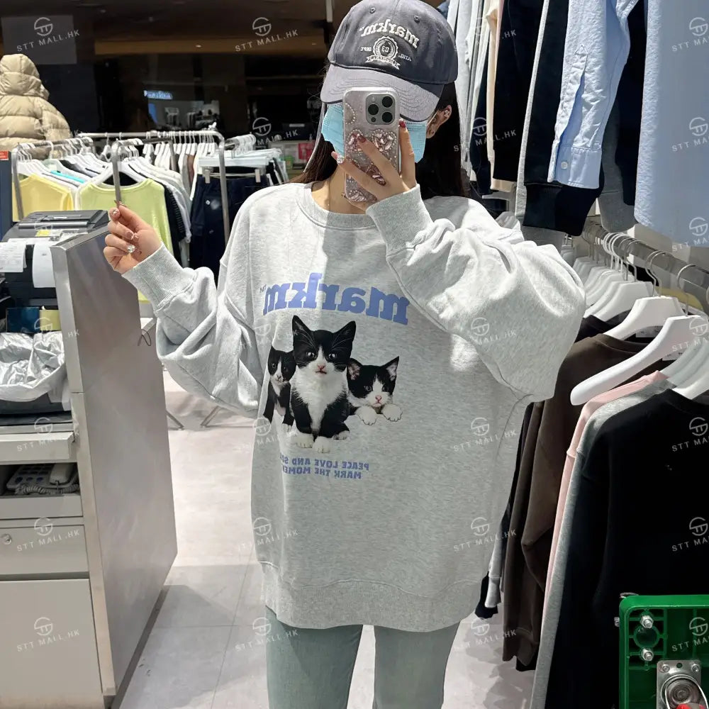 韓國 Markm MARKM KITTEN CREWNECK SWEATSHIRT【MA106】 一般商品