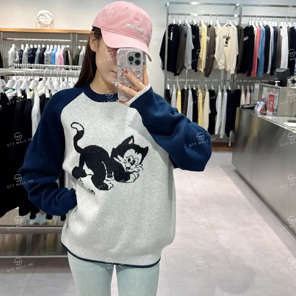韓國 Markm KITTEN RAGLAN CREWNECK KNIT【MA081】 Light Grey / S 一般商品