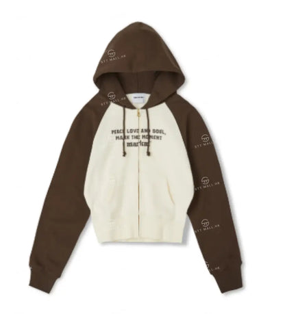 韓國 Markm SLOGAN RAGLAN HOODIE ZIP-UP【MA064】 - STT Mall HK 靚太網購