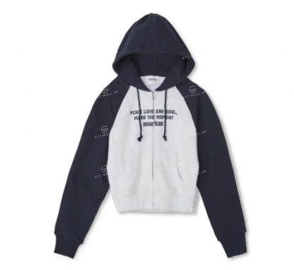 韓國 Markm SLOGAN RAGLAN HOODIE ZIP-UP【MA064】 - STT Mall HK 靚太網購