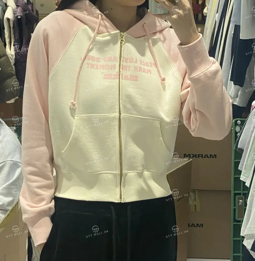 韓國 Markm SLOGAN RAGLAN HOODIE ZIP-UP【MA064】 - STT Mall HK 靚太網購