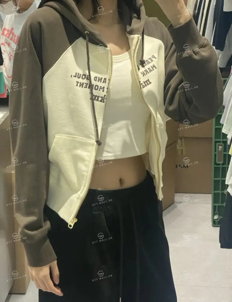 韓國 Markm SLOGAN RAGLAN HOODIE ZIP-UP【MA064】 - STT Mall HK 靚太網購